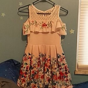 Floral dress, knit works, child size 10
